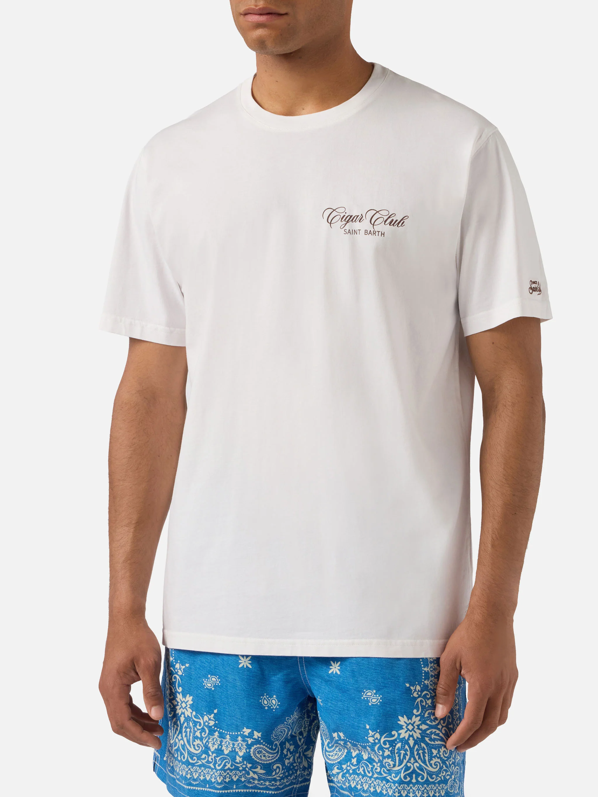 White Portland t-shirt with Cigar Club print - Image 2