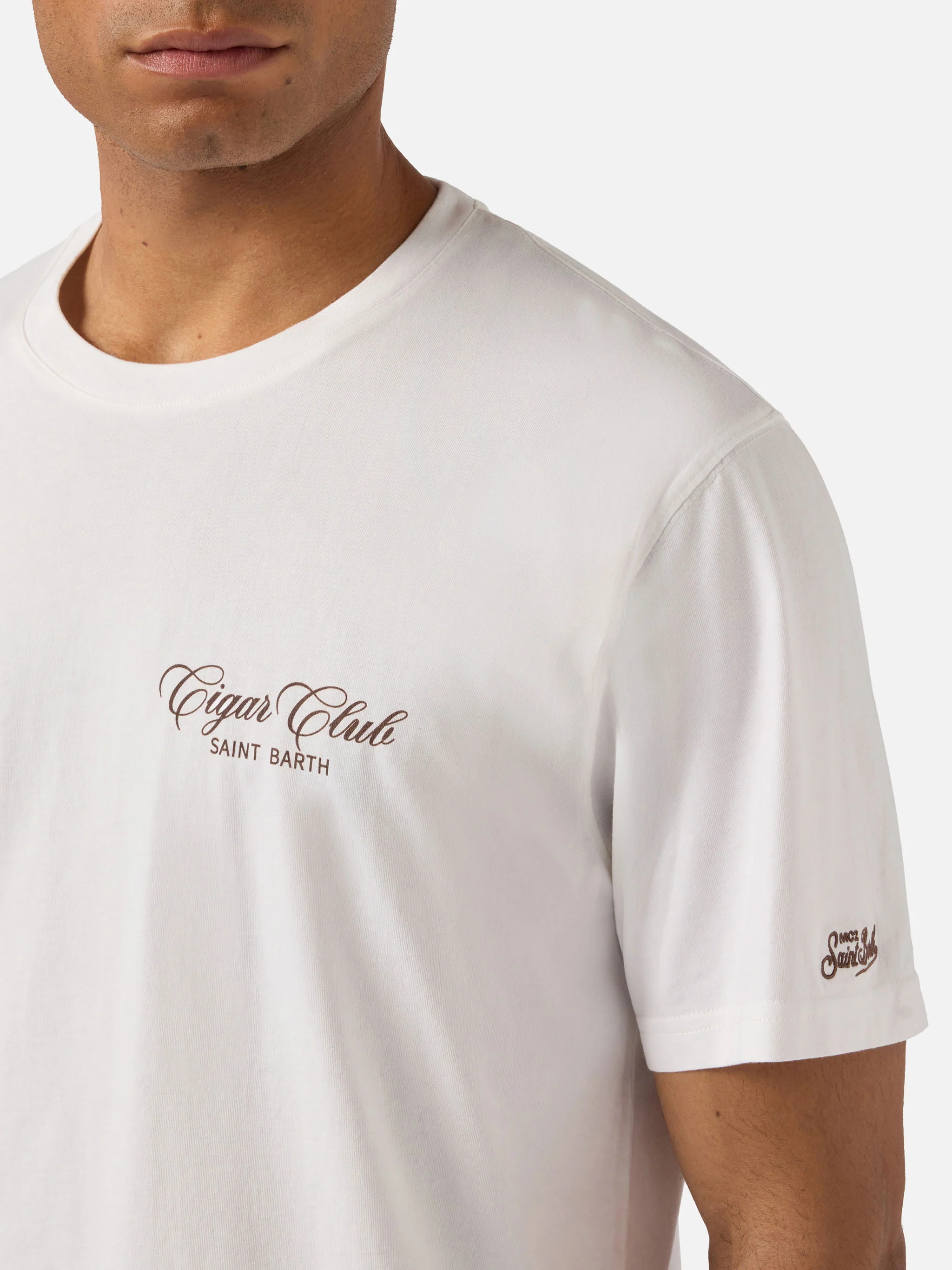 White Portland t-shirt with Cigar Club print - Image 3