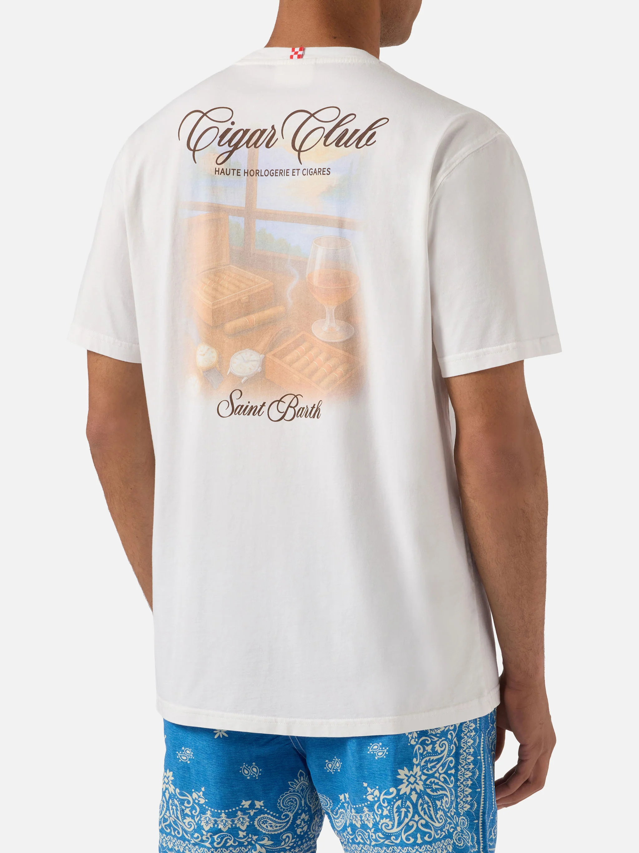 White Portland t-shirt with Cigar Club print - Image 4