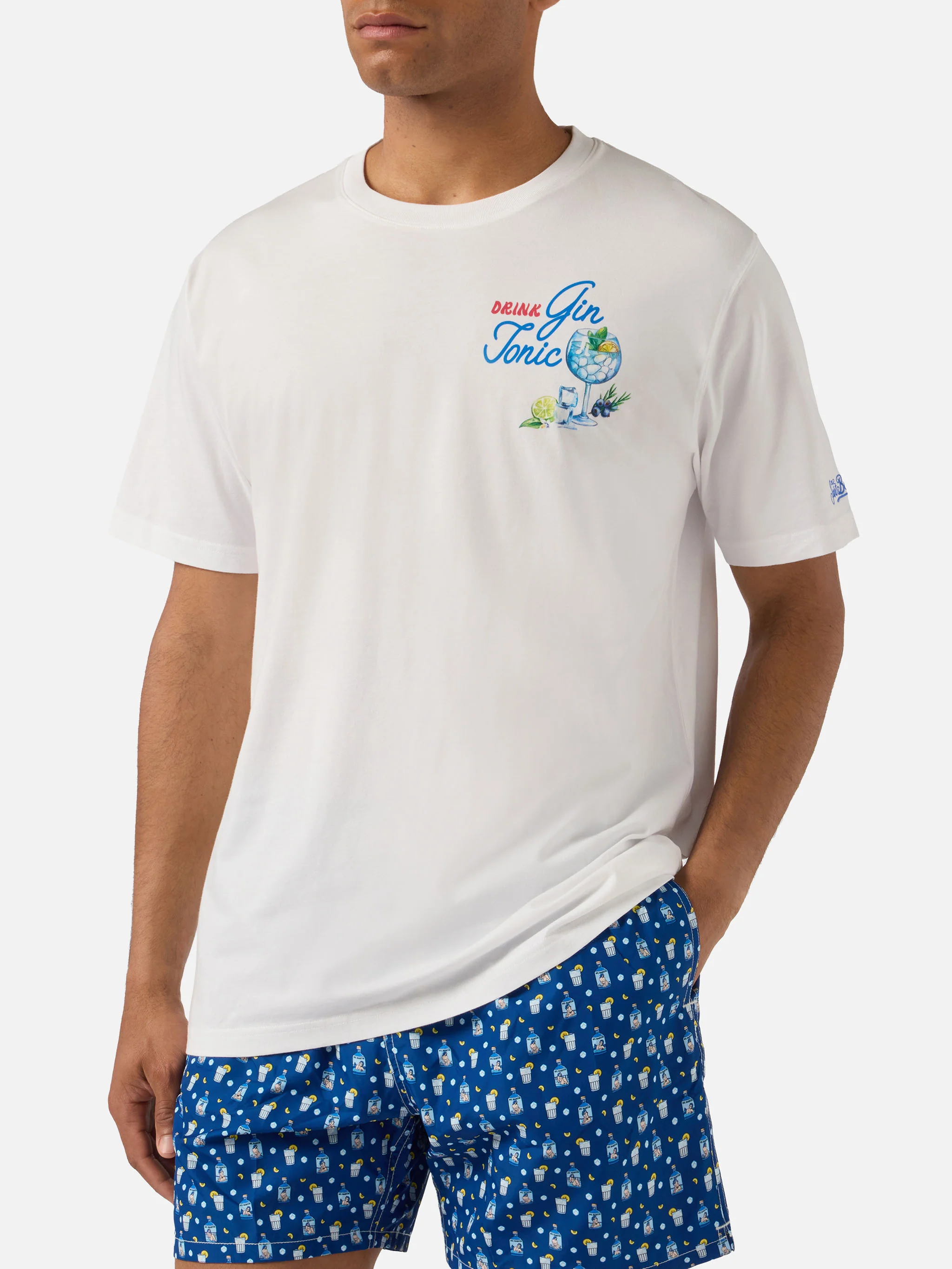 White Portland t-shirt with Gin Tonic Drink illustration - Image 2