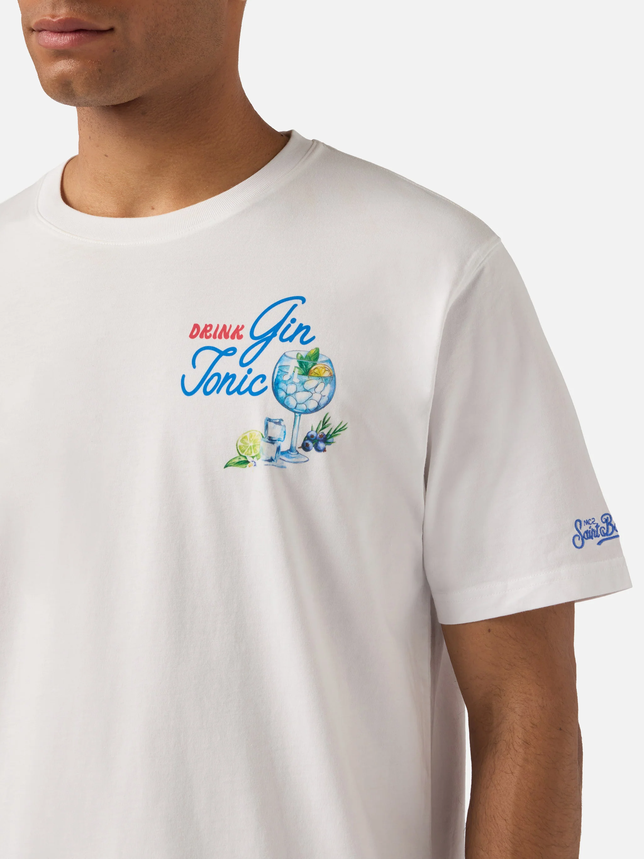 White Portland t-shirt with Gin Tonic Drink illustration - Image 3
