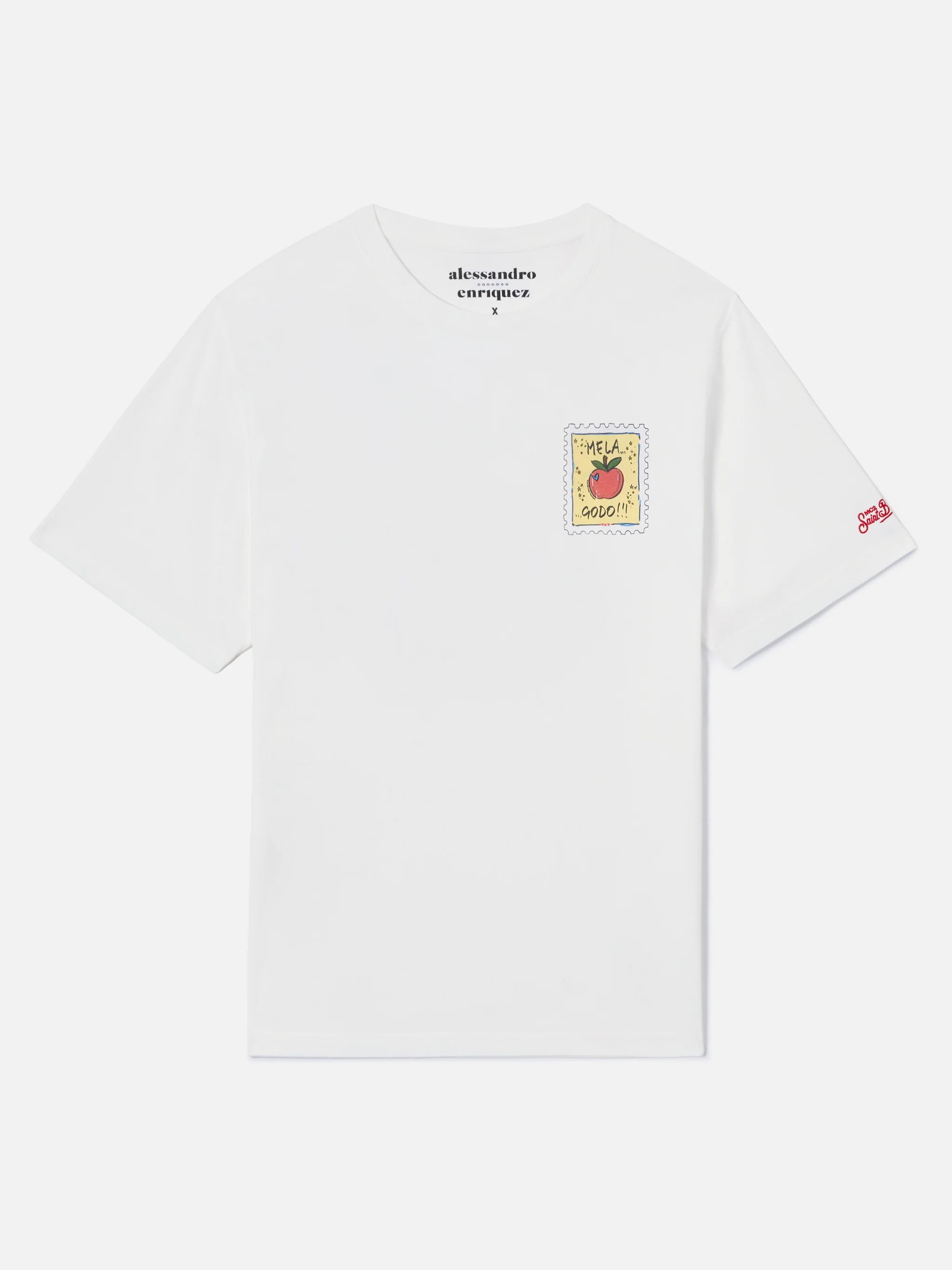White Portland t-shirt with Mela Godo illustration - Image 2
