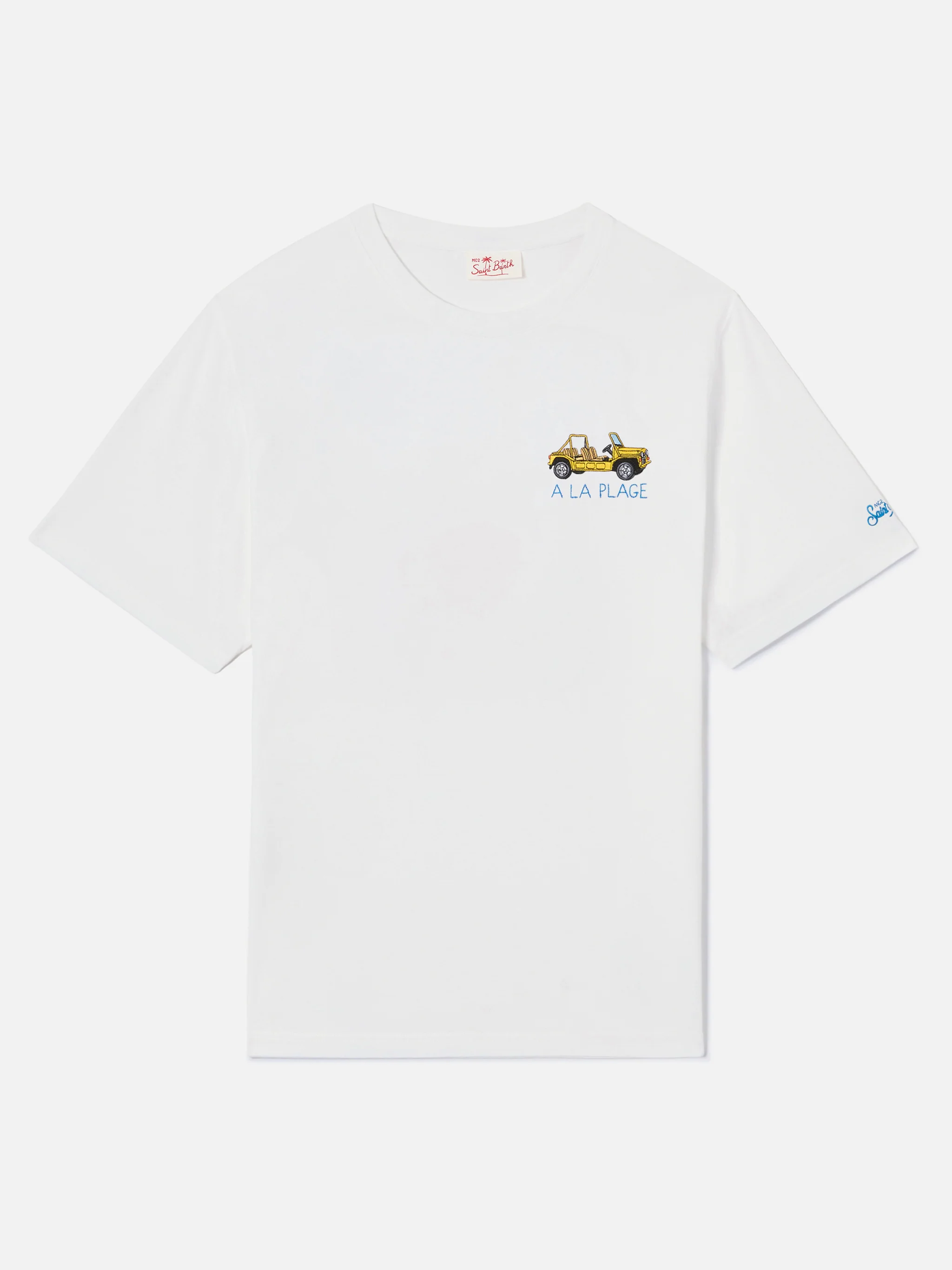 White Portofino T-shirt with À La Plage embroidery - Image 5