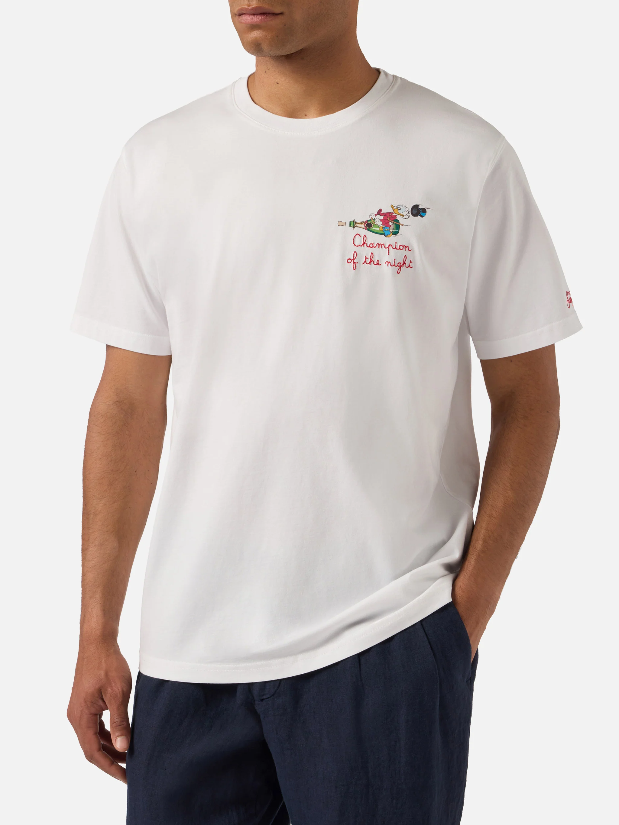 White Portofino T-shirt with Champion Of The Night embroidery | Special Edition - Image 2
