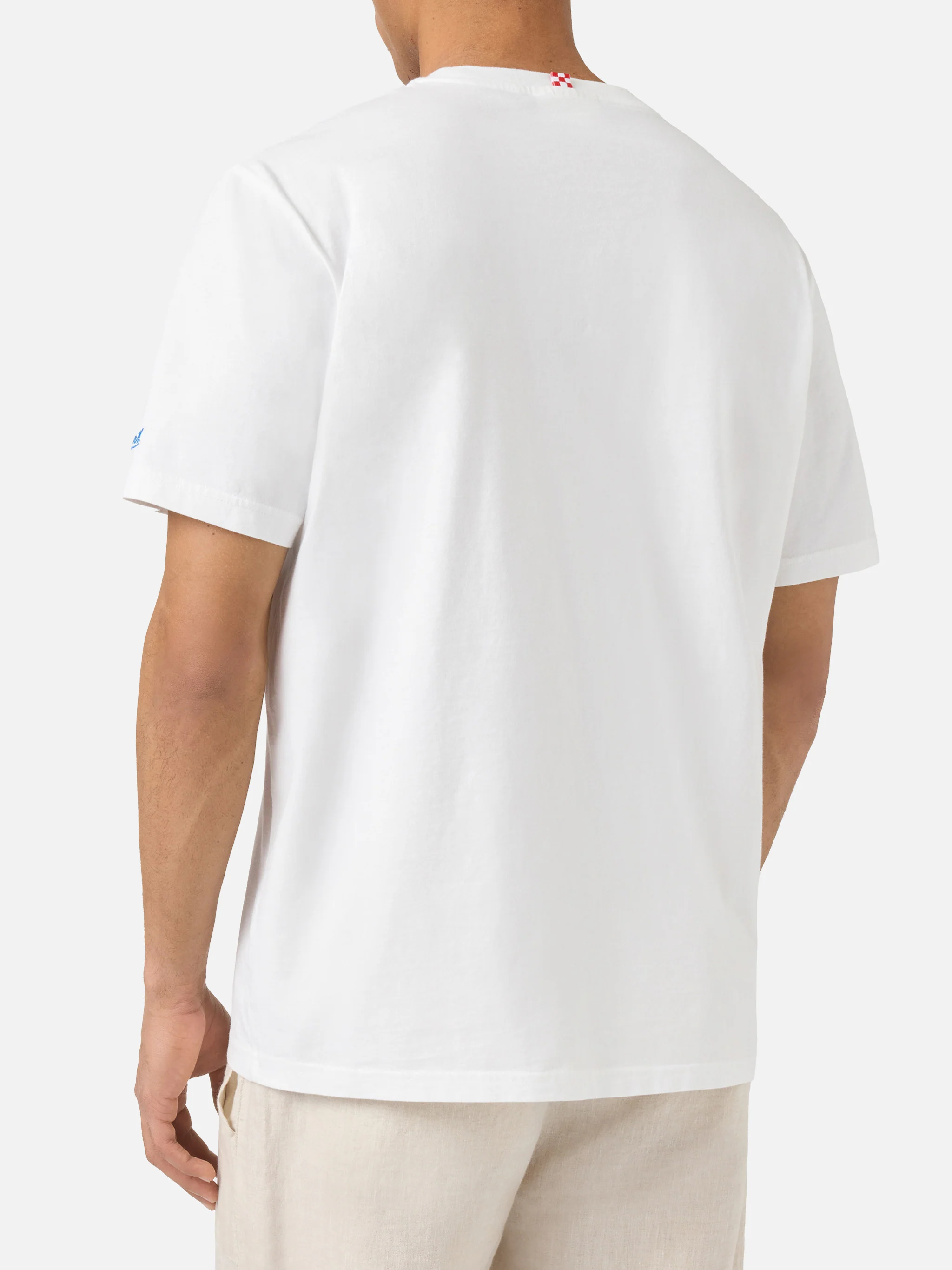 White Portofino T-shirt with Gin Or Gym? embroidery - Image 3
