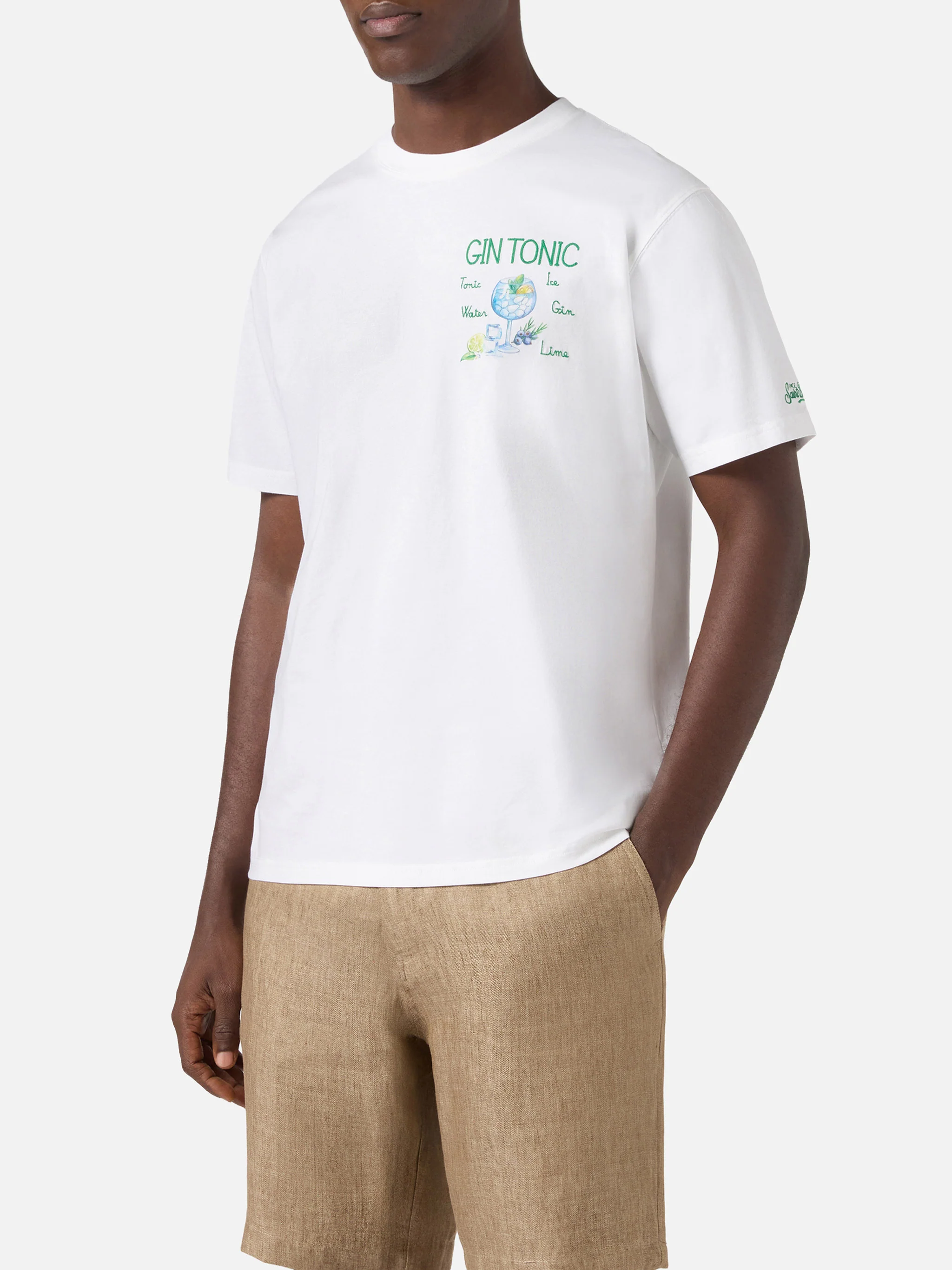 White Portofino T-shirt with Gin Tonic embroidery - Image 2