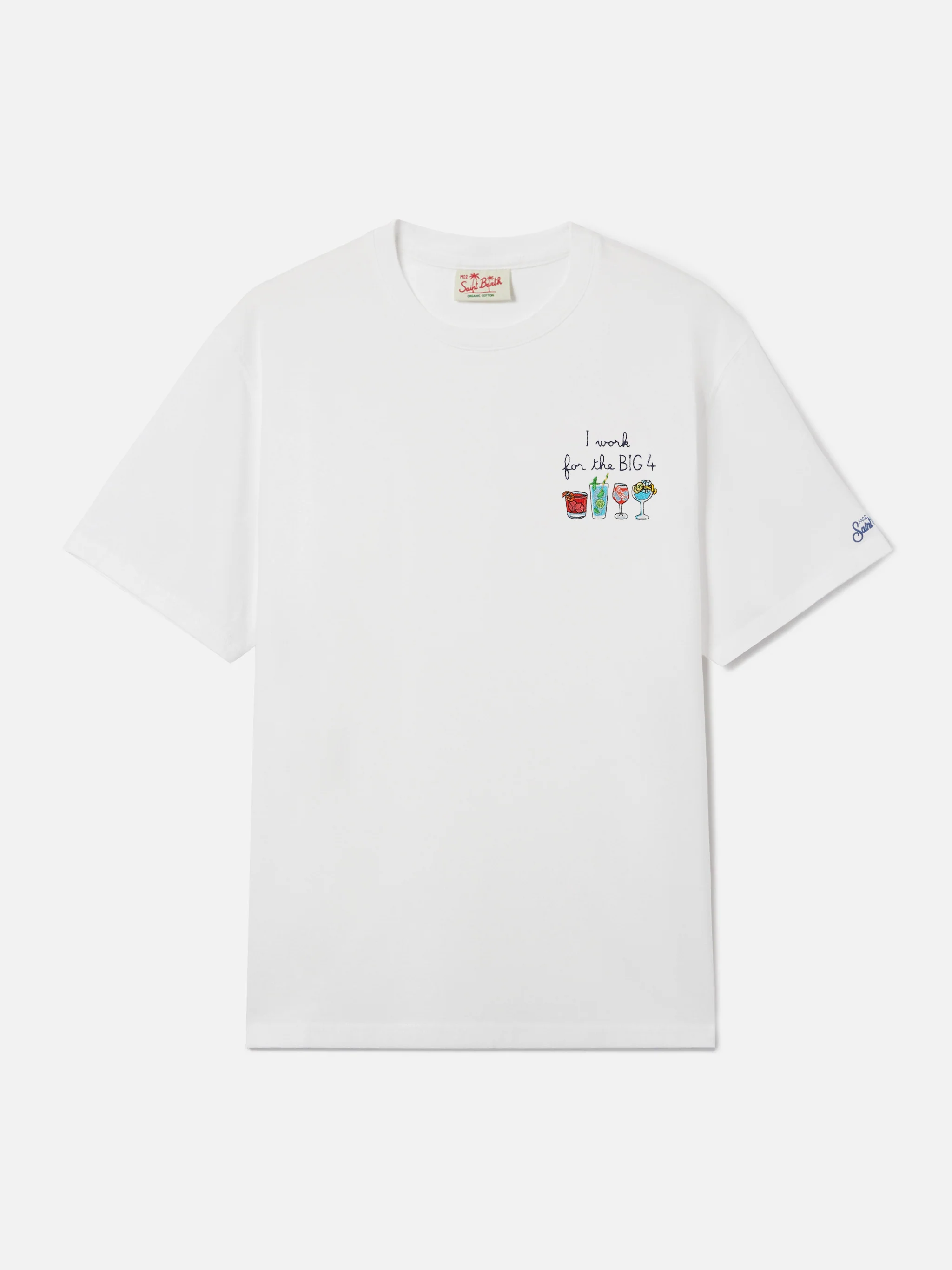 White Portofino T-shirt with I Work For The Big 4 embroidery - Image 4