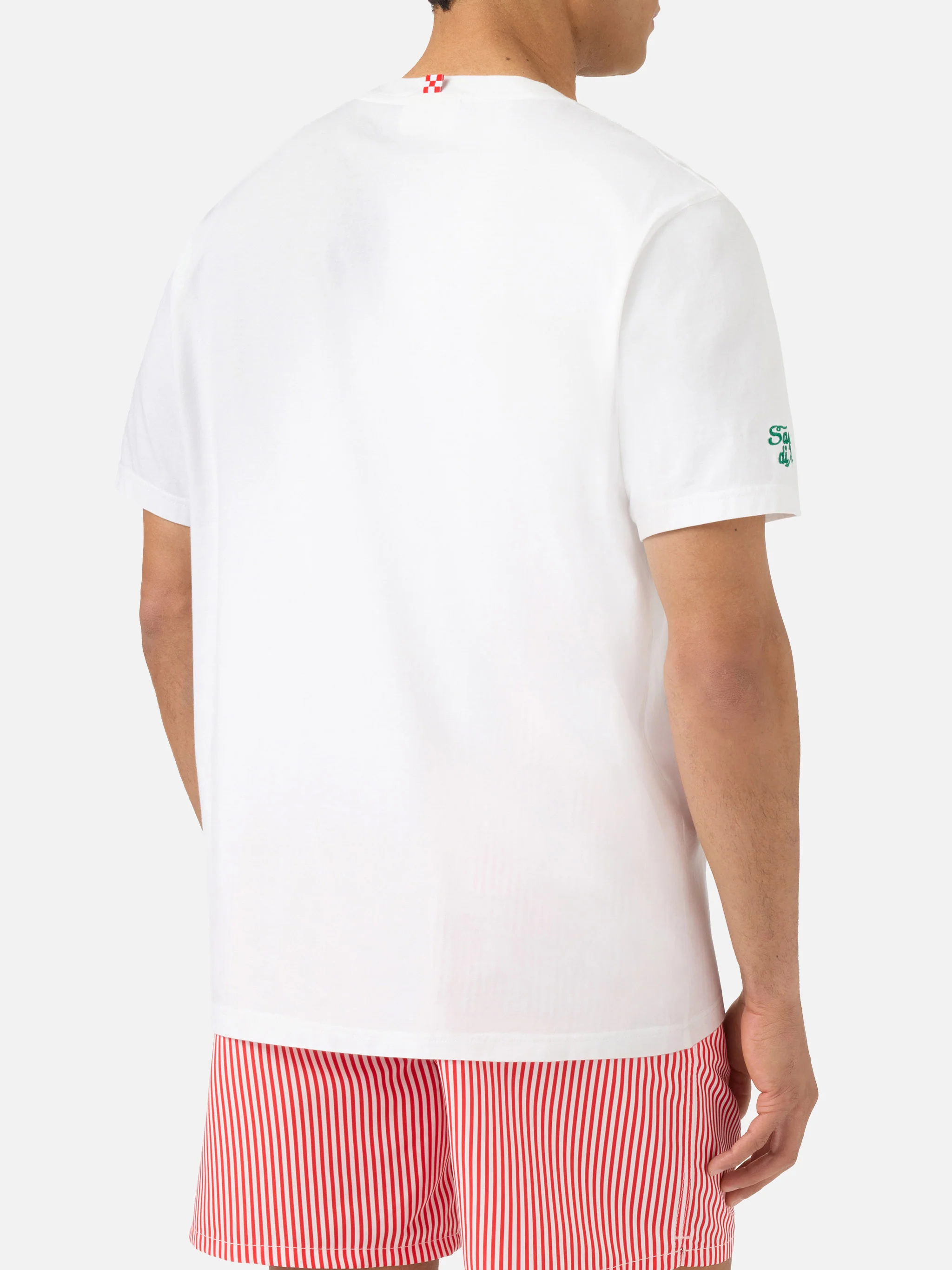 White Portofino T-shirt with Pizza Fredda Birra Calda embroidery - Image 3