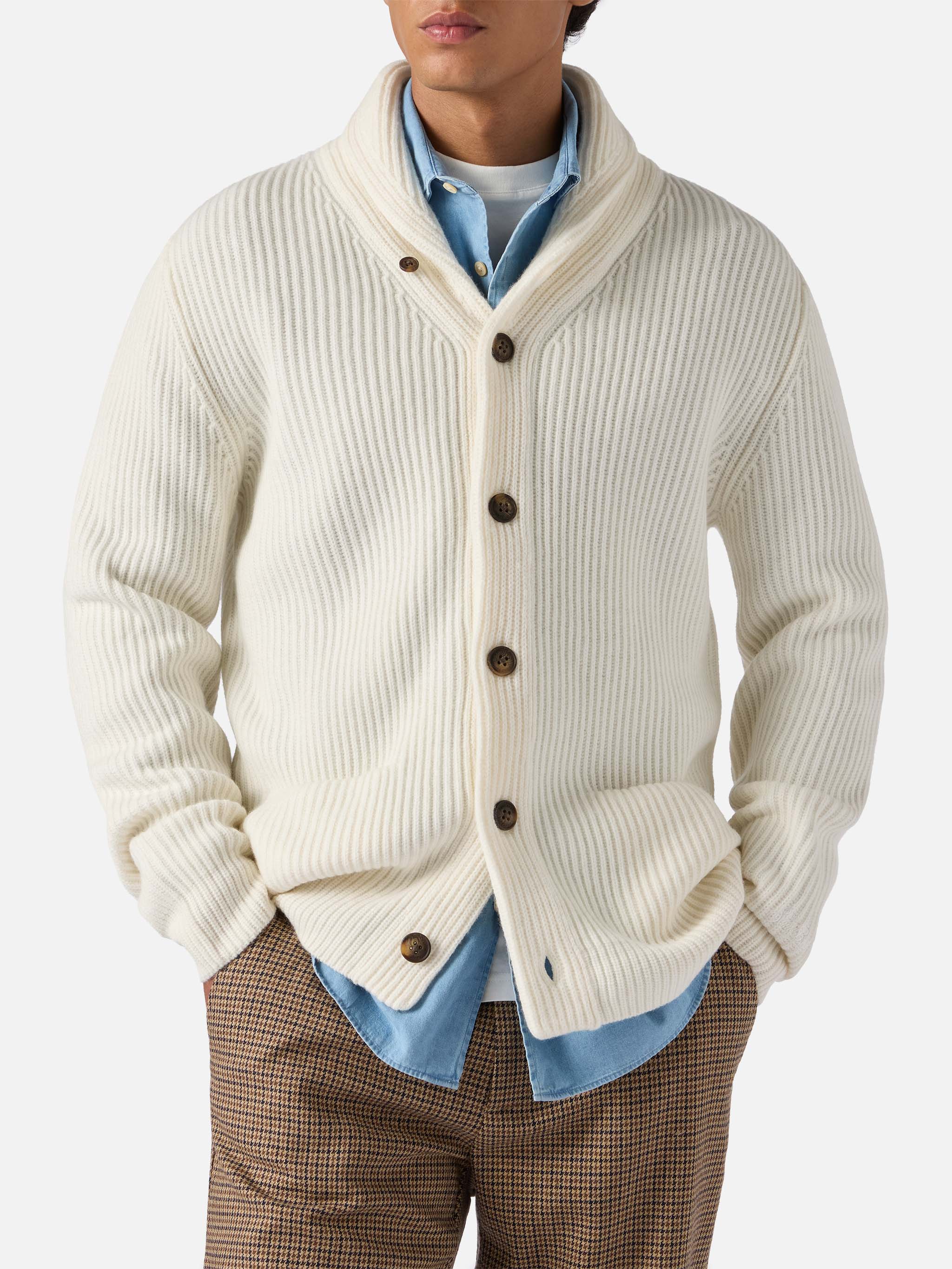 White pure-wool cardigan Glasgow