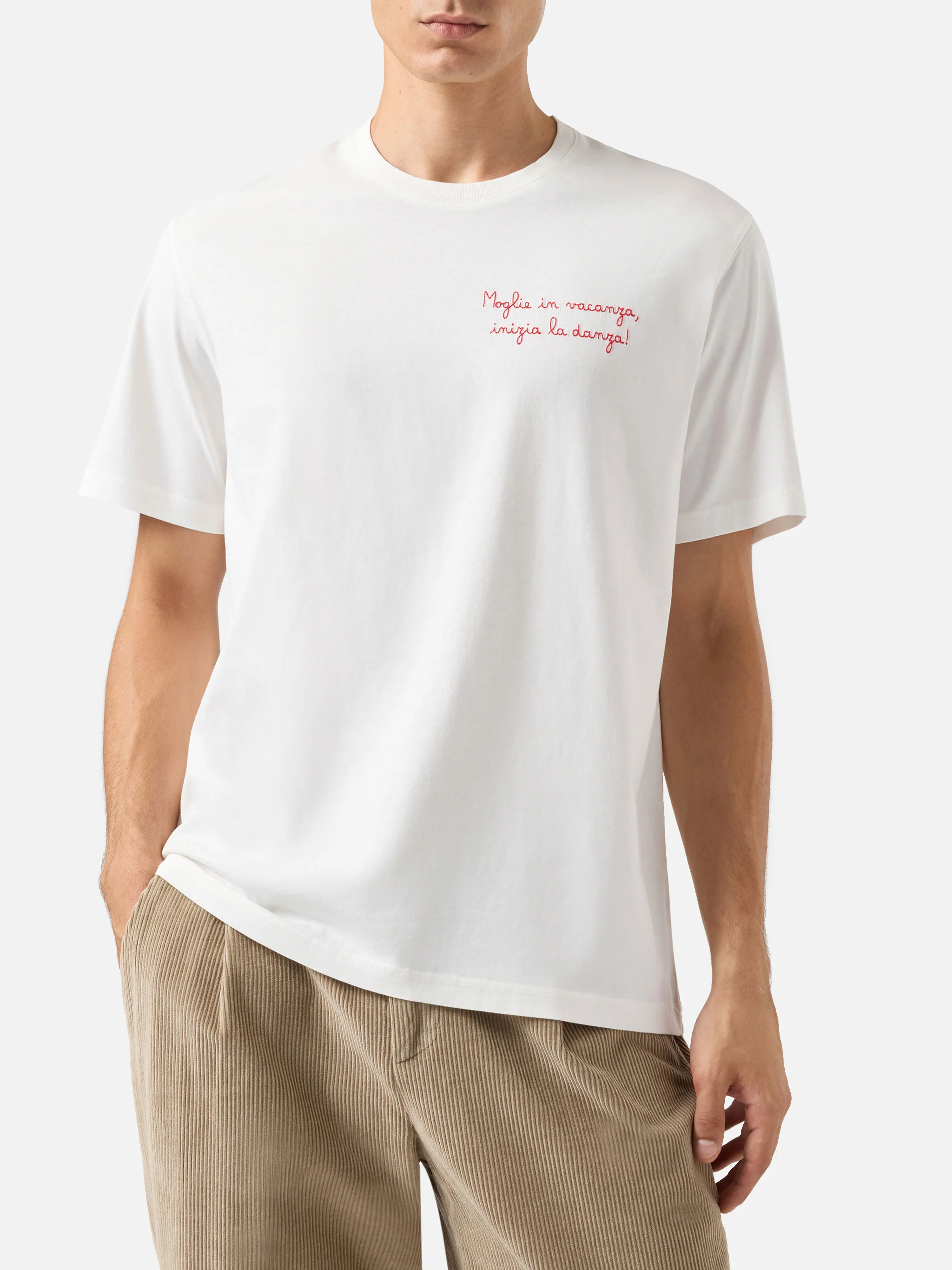 Cotton t-shirt Arnott with Moglie in vacanza... embroidery | YUPPIES SPECIAL EDITION - Image 2