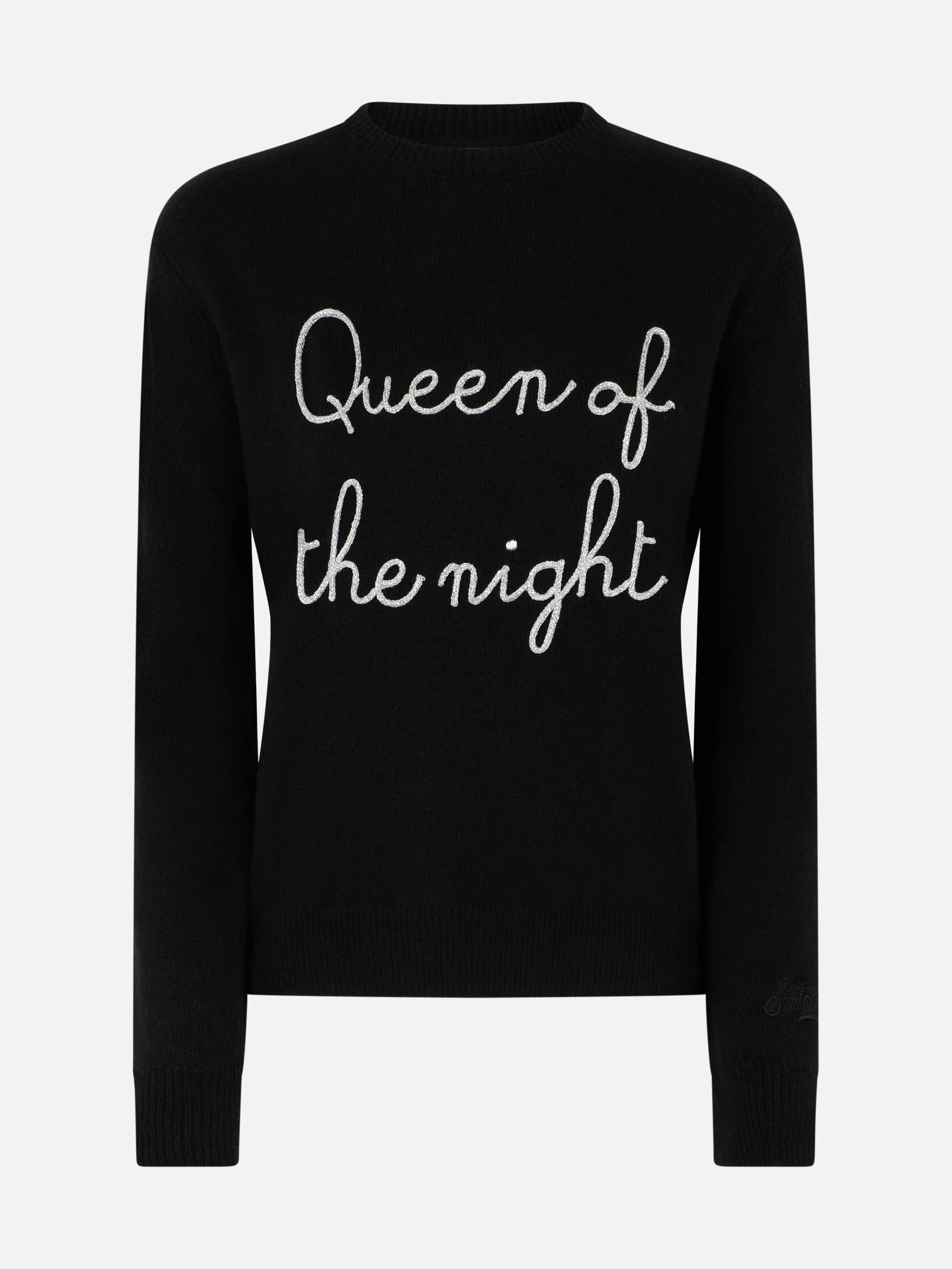 Woman black sweater New Queen with Queen of the night embroidery - Image 4