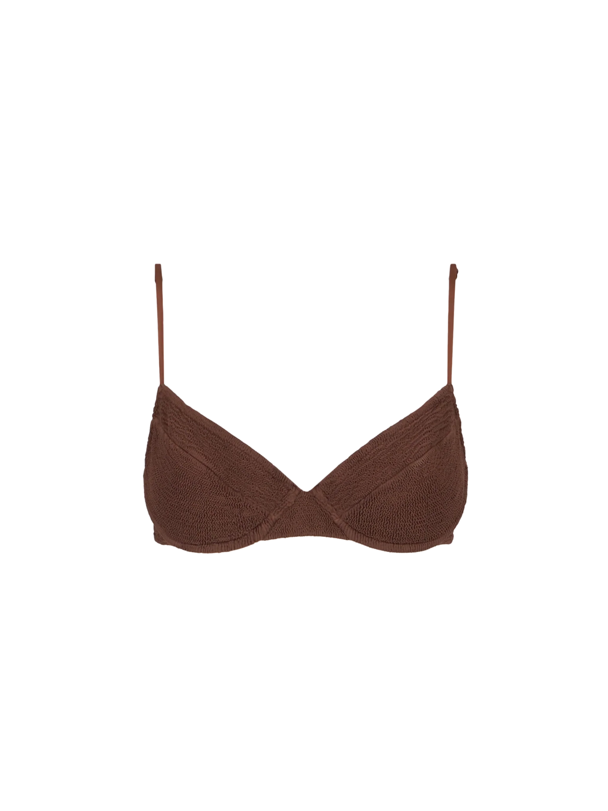 Bea brown crinkle underwired bralette bikini top
