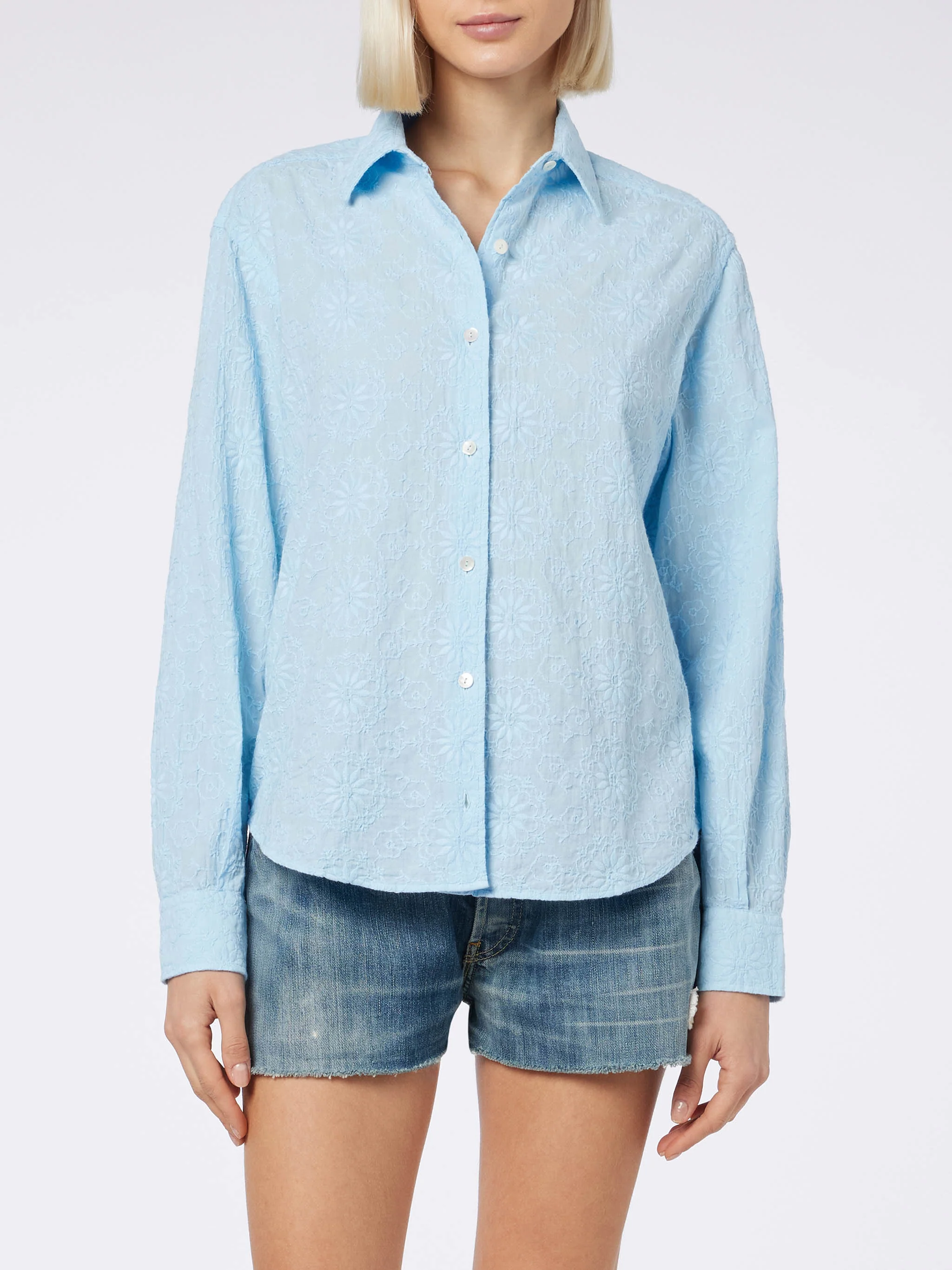 Light blue Meredith sangallo cotton shirt
