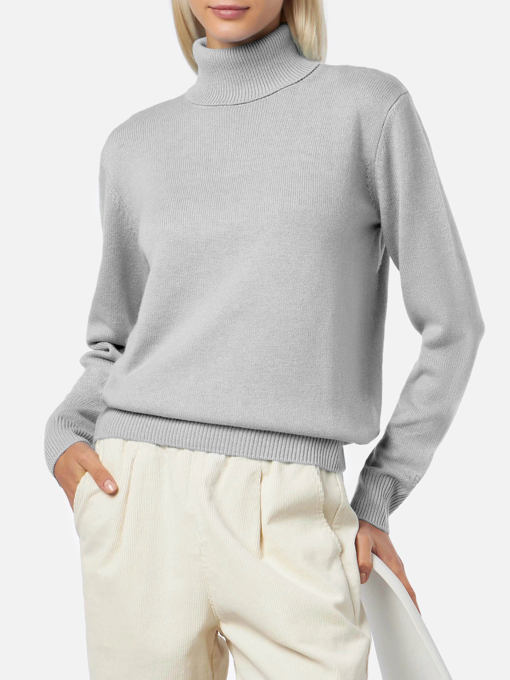 Moody grey mélange pure cashmere turtleneck sweater