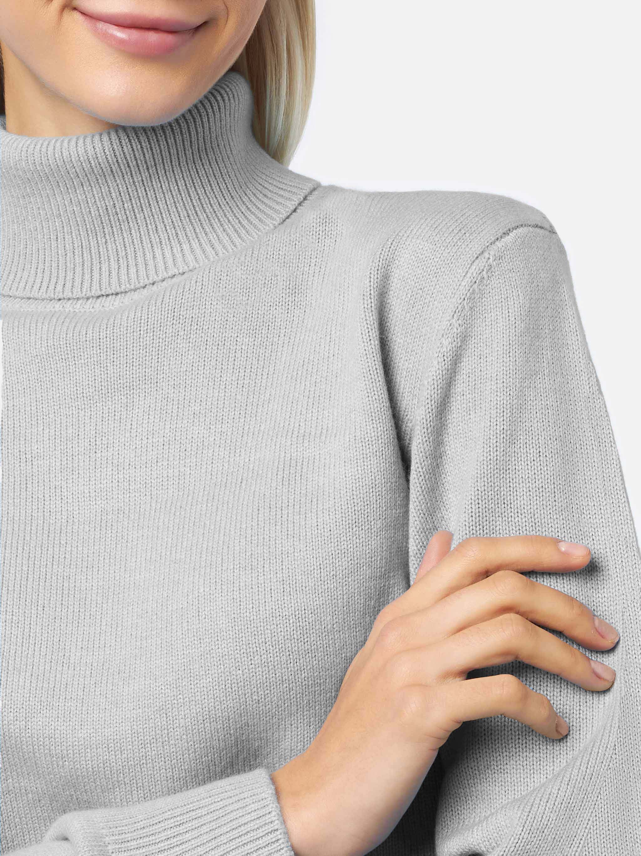 Moody grey mélange pure cashmere turtleneck sweater - Image 2