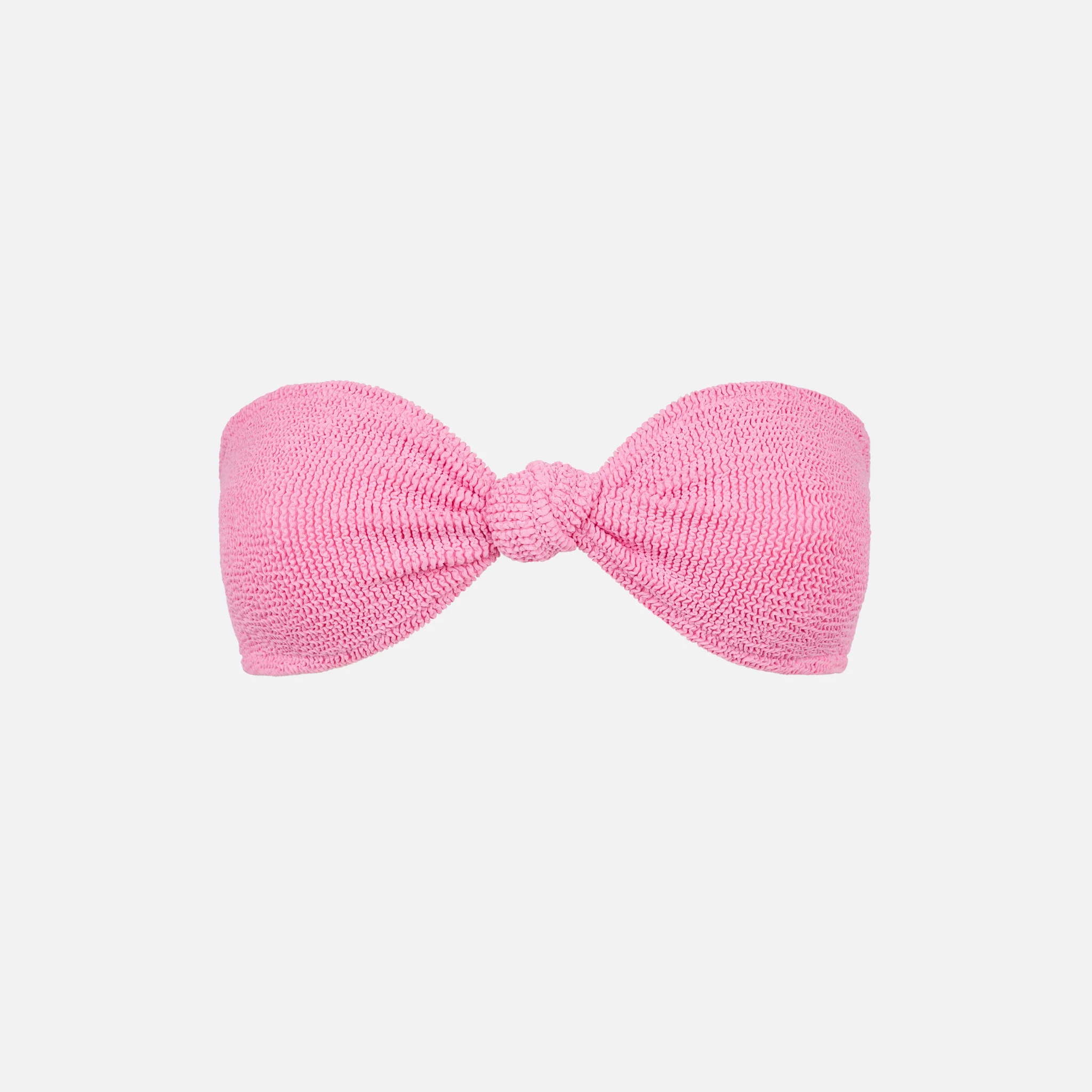 Annice pink crinkle bandeau bikini top with knot