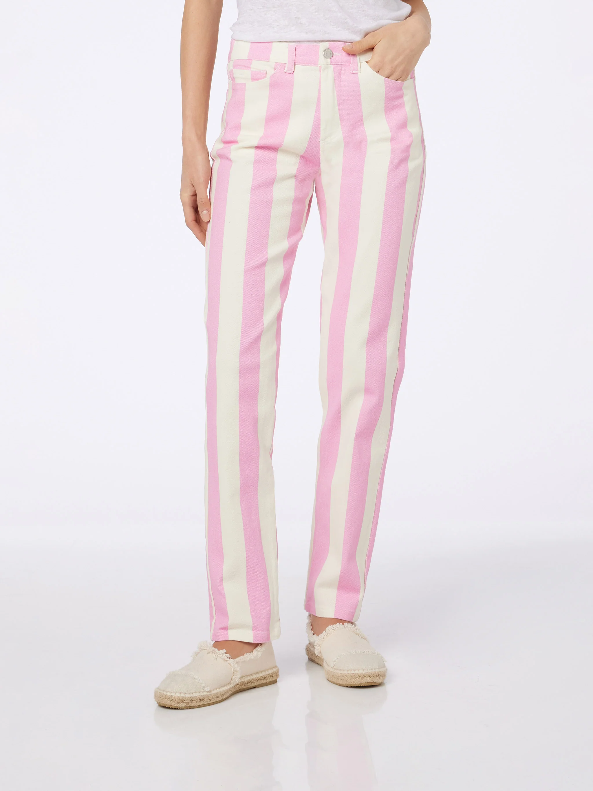 Belleville pink striped denim jeans