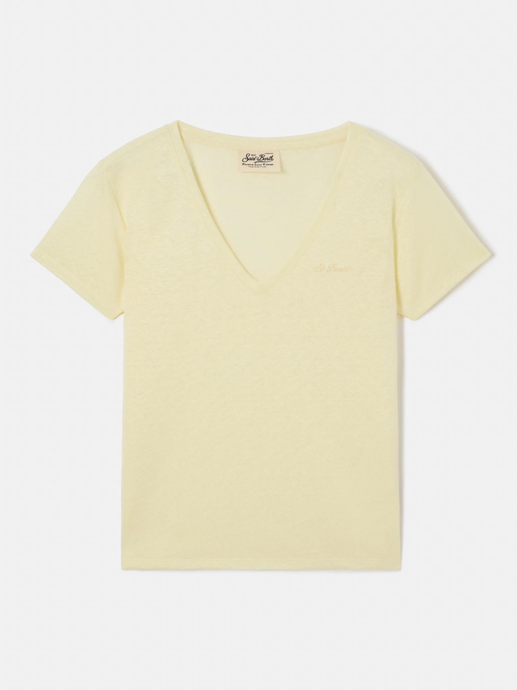Yellow linen Eloise T-shirt with embroidered logo - Image 4