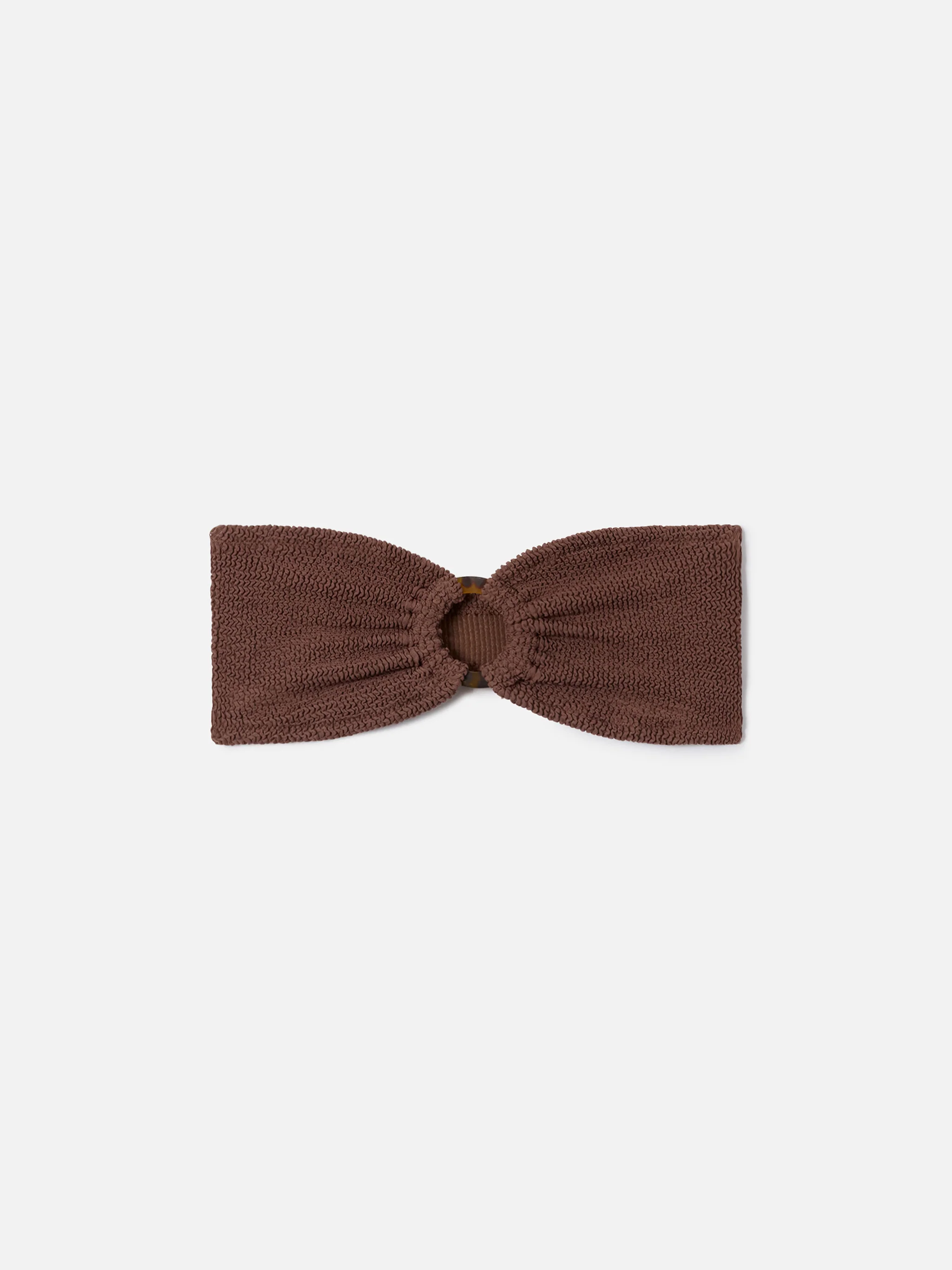 Yulia bandeau bikini top in brown crinkle fabric