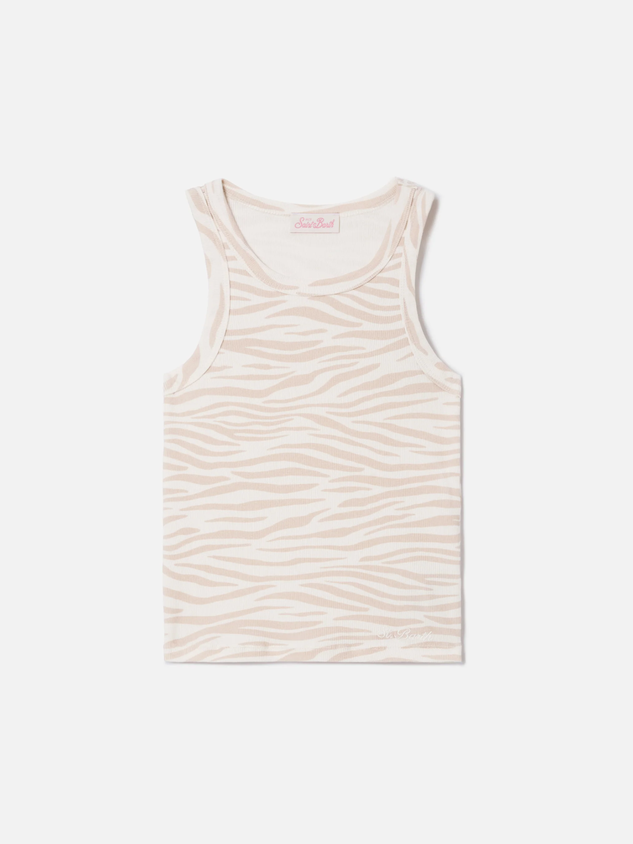 Zebra print ribbed Ada tank top with embroidery - Image 4